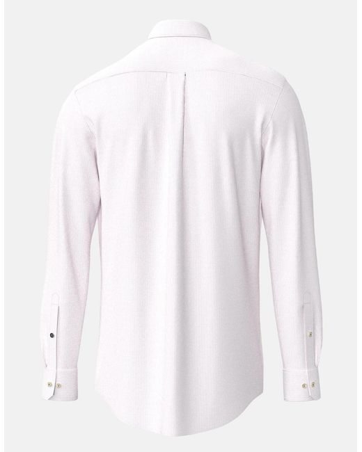Fynch-Hatton White Washed Oxford Bengal Stripe Button Down Shirt Magnolia for men