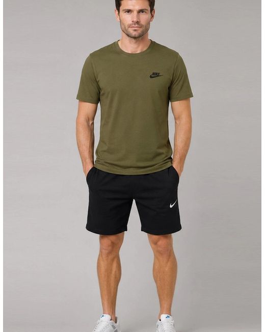 Nike Green Embroidered Logo Swoosh T Shirt for men