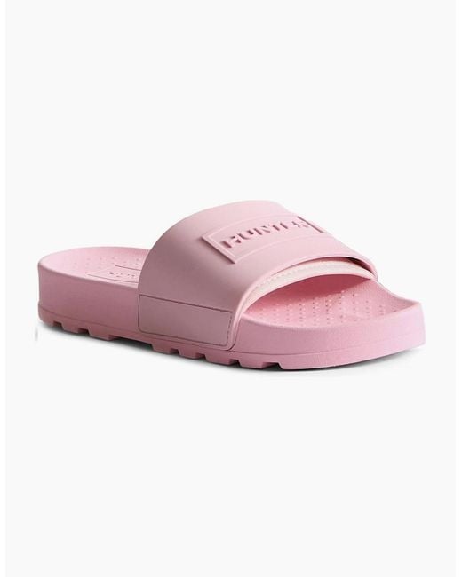 Hunter Pink Core Embossed Slider Sandals