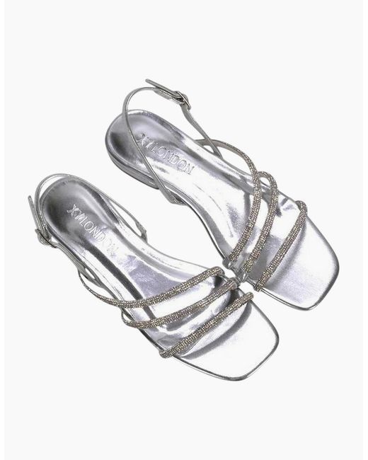 XY London Ladies Abigale Diamante Metallic Sling Back Sandals