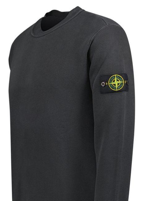 Stone Island Gray Old Effect Crewneck Sweatshirt for men
