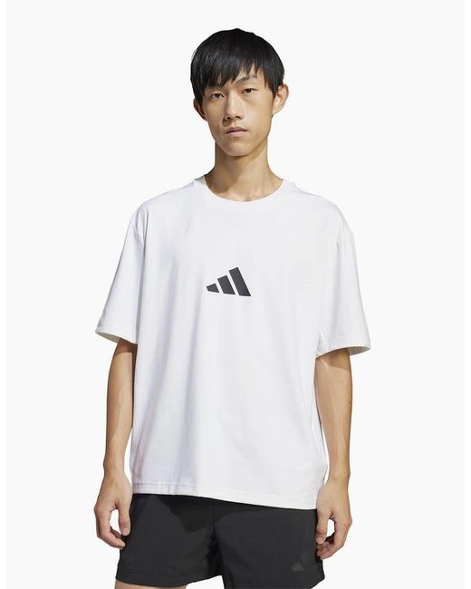 Adidas White Z.N.E. Loose Fit T-Shirt for men