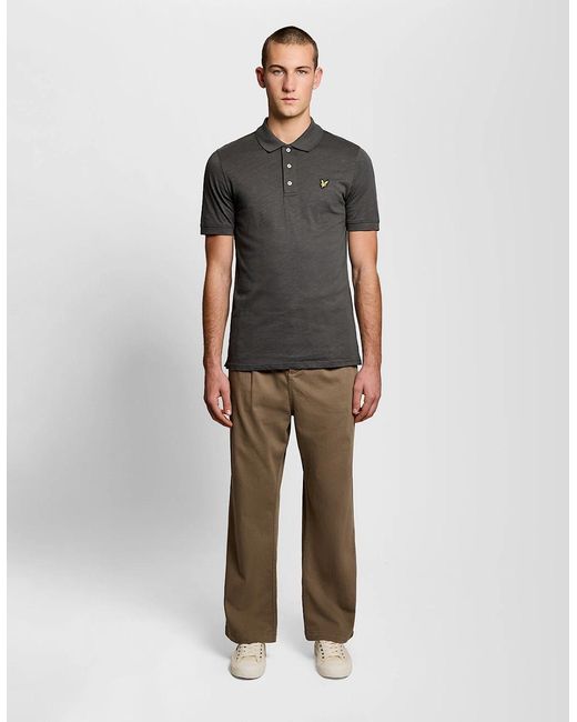 Lyle & Scott Gray Fine Cotton Slub Polo Shirt for men