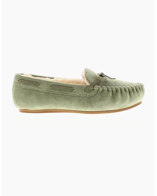 Strollers Green Moccasin Slippers Faux Fur Matilda Uk Size