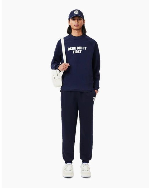 Lacoste Blue Xh0145 Crocodile Logo Solid Patterned Joggers for men
