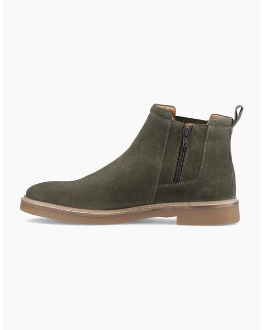 Hush Puppies Green Gareth Chelsea Leather Khaki Boots for men