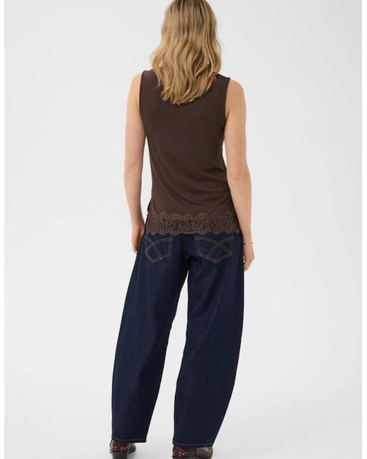 Cream Brown Alvaia Jersey Top