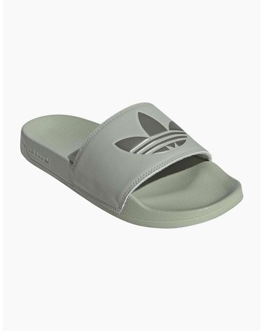 Adidas Originals Gray Adilette Lite Open Toe Logo Print Slides