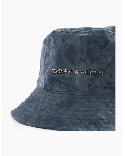 Emporio Armani Blue Gradient Nylon Cloche Hat for men