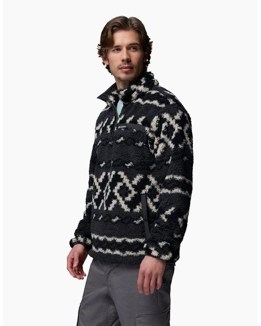 Columbia Black Rugged Ridge High Pile Half Zip Fleece Pullover for men