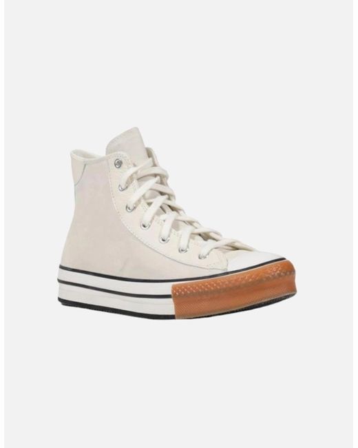 Converse White Leather Lace-Up Sneakers With Rubber Sole