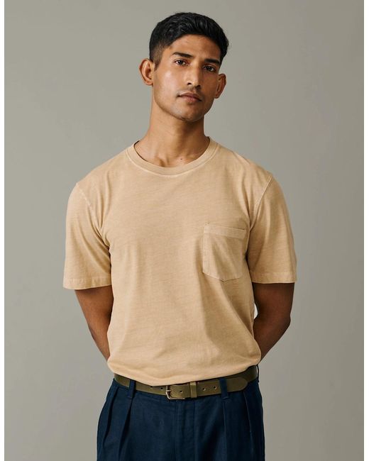 aubi Natural Hareby Garment Dyed Pocket T-Shirt for men