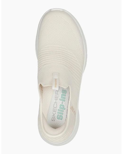 Skechers White Stretch Knit Slip Ins W Slip On Trainers