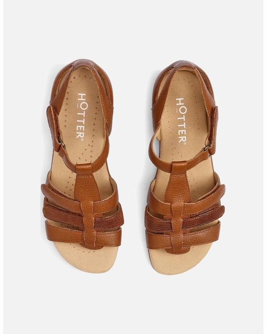 Hotter Brown Solei Wide Sandals
