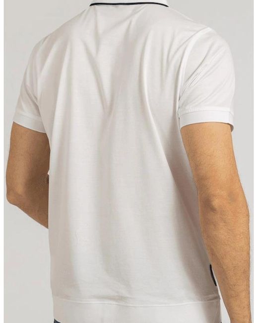 Karl Lagerfeld White Cotton Stripe Collar Polo Shirt for men