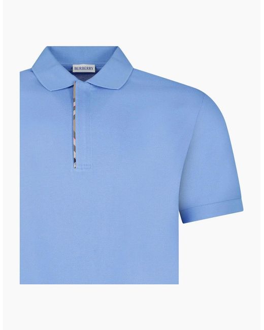 Burberry Blue Hartford Zip Polo Shirt for men