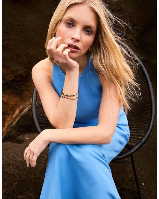 Ro&zo Blue Linen Blend Halter Top