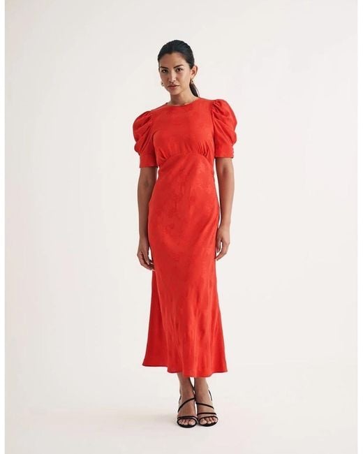 Nobody's Child Red Moira Crew Neck Midi A-Line Dress