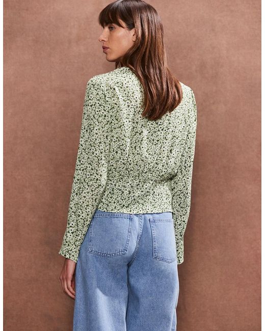 Ro&zo Blue Ditsy Pintuck Blouse