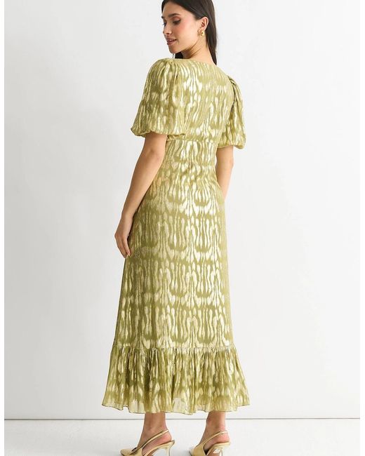 Gini London Metallic Viscose Animal Jacquard Occasion Midi Dress