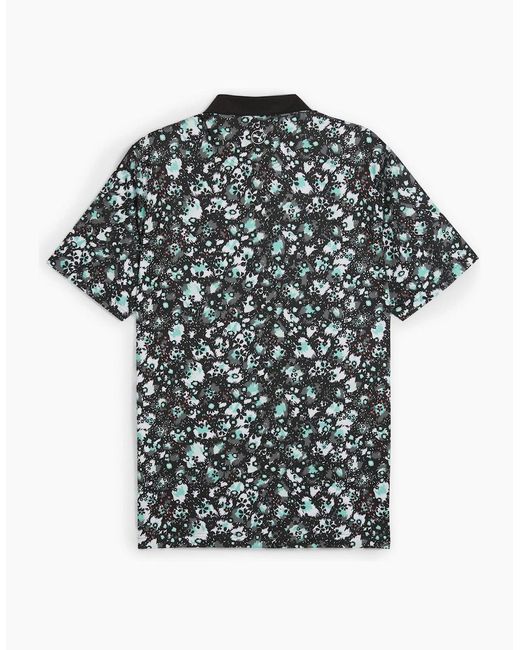 PUMA Black Cloudspun Abstract Camo Polo Shirt for men