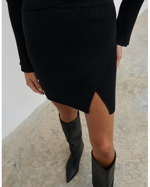 Pretty Lavish Black Lakelyn Wrap Mini Knit Skirt