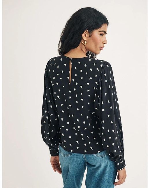Nobody's Child Blue Regular Fit Crew Neck Long Sleeve Blouse
