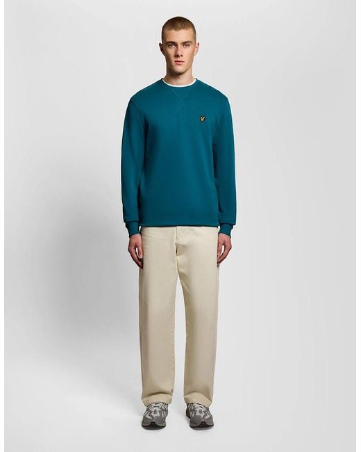 Lyle & Scott Blue Cotton Crew Neck Sweatshirt for men