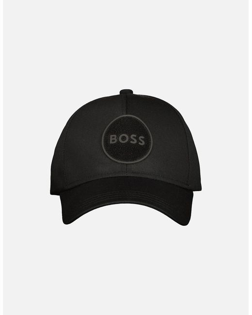 Boss Black Cotton Twill Logo Patch Cap for men
