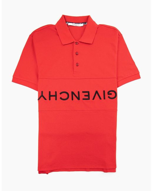 Givenchy Red Reverse Logo Slim Fit Polo for men