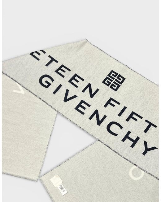 Givenchy Natural Date Logo Print Wool Scarf