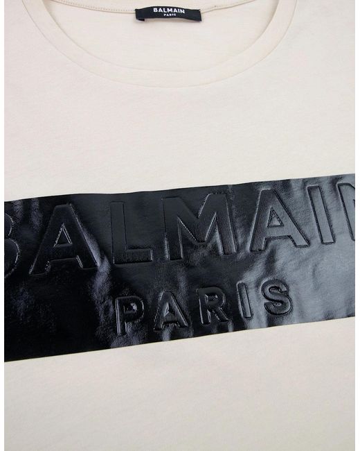 Balmain White Logo Print T Shirt Ivory Gfe for men