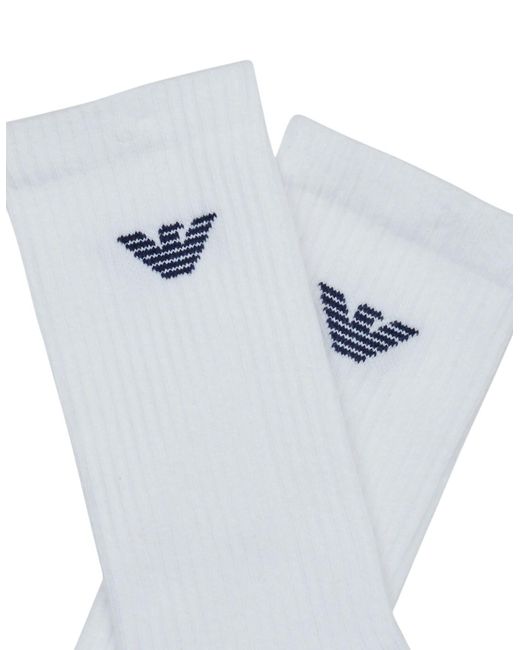 Armani White Emporio Cc300 Crew Socks Everyday Sports Cotton 3 Pack Trainer Socks for men