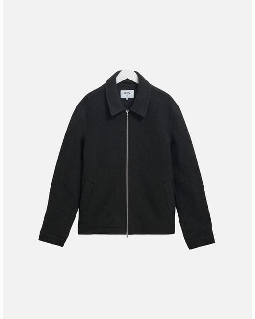 Wax London Black Eldon Jacket Boiled Wool for men
