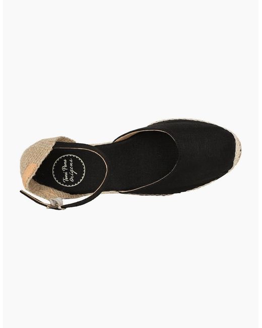 Toni Pons Black Caldes Wedge Heel Espadrille Sandals