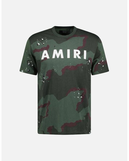Amiri Green Army Logo T-Shirt Camo for men