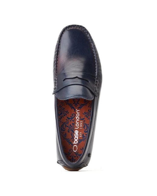 Base London Blue London Collins Leather Standard Loafers for men