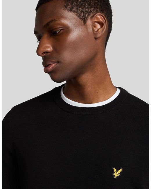 Lyle & Scott Black Cotton Crew Neck Jumper for men