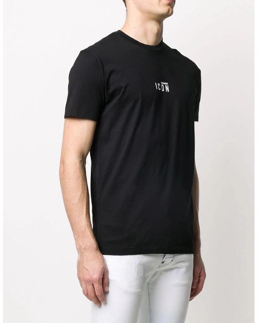 DSquared² Black Small Icon Logo Print T-Shirt for men