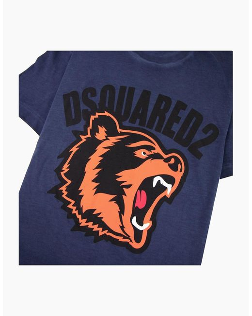 DSquared² Blue Bear Logo T-Shirt for men
