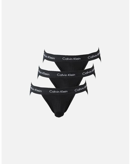 Calvin Klein Black 3-Pack Cotton Stretch Jock Straps for men