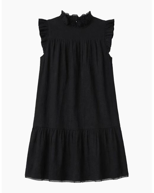 Ro&zo Black Cheesecloth Frill Neck Mini Dress