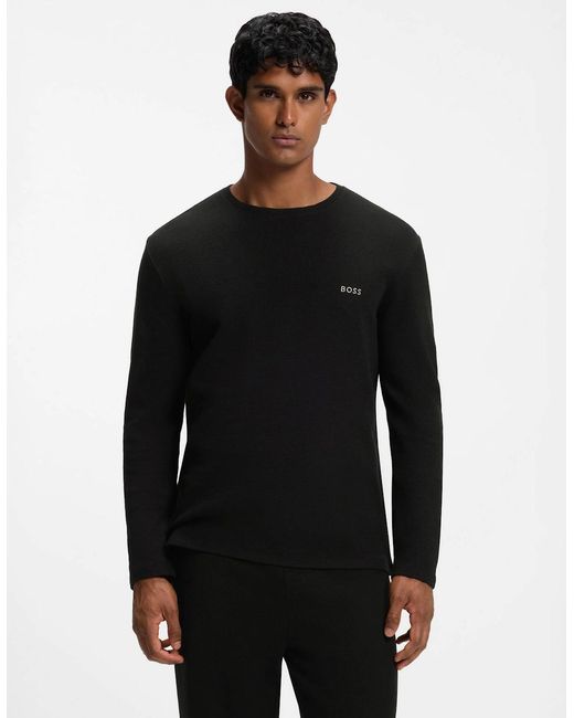 Boss Black Boss Waffle Ottoman Pyjama T-Shirt With Embroidered Logo for men