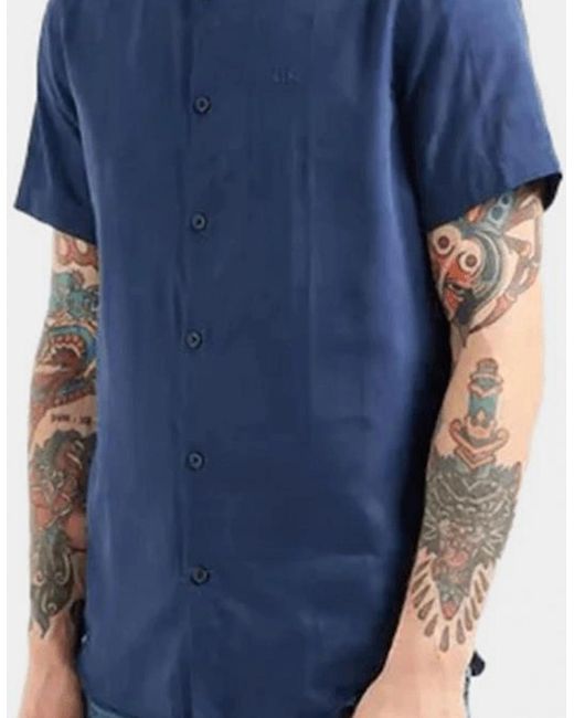ARMANI EXCHANGE Blue Cotton Short Sleeve Shirt for men