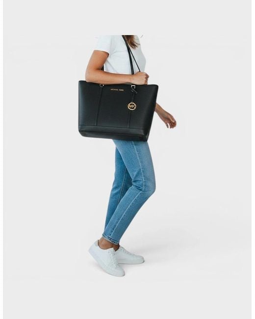 Michael Kors Black Jet Set Travel Large Saffiano Leather Tote Bag