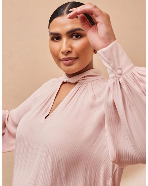 Live Unlimited London Pink Blush Twist High Neck Blouse