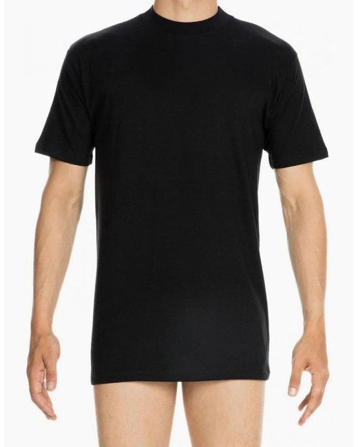 Hom Black Harro Mercerised Cotton Crew-Neck T-Shirt for men