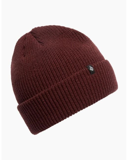 Volcom Red Full Stone Rolled Cuff Beanie