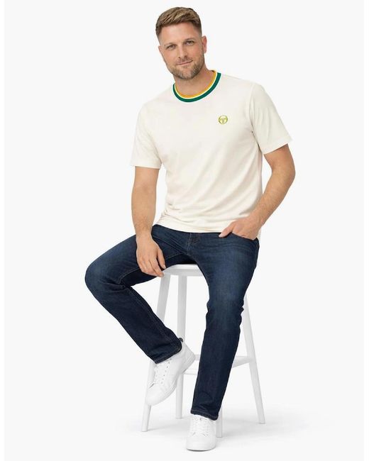 Sergio Tacchini White Monte Velour T-Shirt Gardenia for men