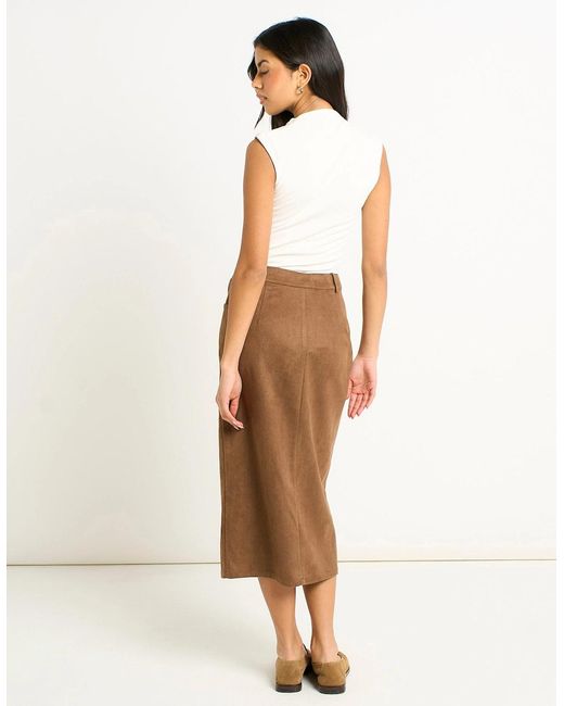 Gini London Natural Faux Suede Pencil Skirt